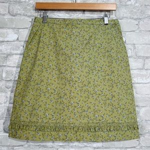 J. Crew Women's 10 CottageCore Dainty Floral Moss Green Skirt 100% Cotton A-Line